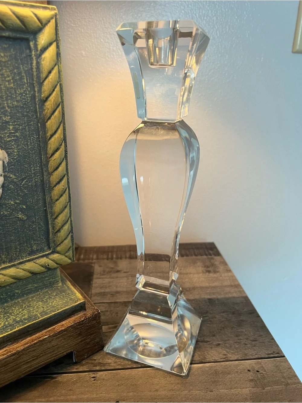 Clear Glass Crystal Pillar Candle Holder